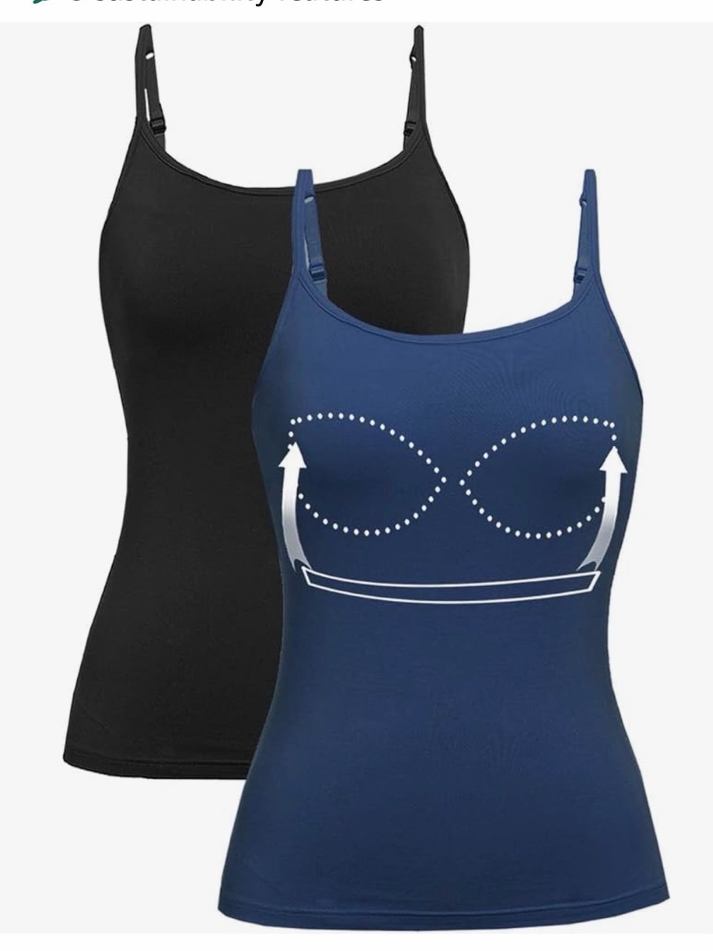 Tank Tops (two) Adjustable Strap Camisoles with Built in Padded Bra